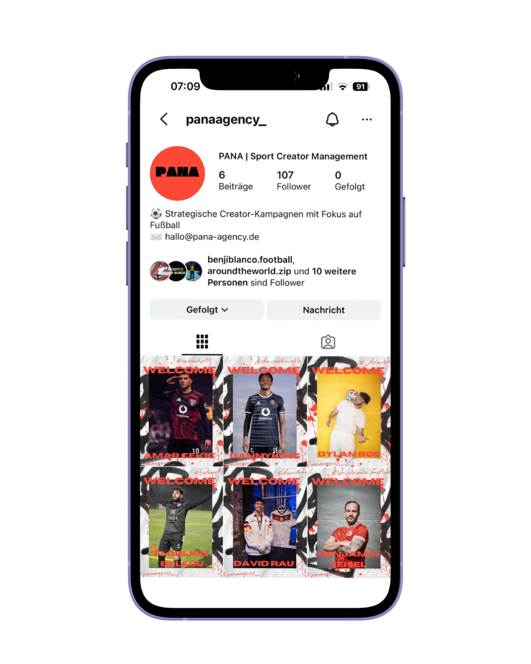 PANA Agency Instagram-Profil auf dem Smartphone